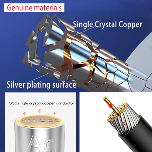3.5 mm Audio Cable with Silver-Plated for Audiophile AUX Cord Crafted from Premium Single-Crystal Copper (OCC Process) for Crystal-Clear Audio Transmission 4.9FT/1.5M - size: 4.9FT/1.5M
