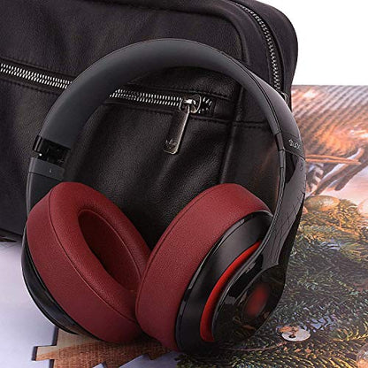 Replacement Ear Pads Cushions for Beats Studio 2 & Studio 3 Wired & Wireless Headphones, Earpads with Soft Protein Leather, Noise Isolation Memory Foam, Added Thickness - Burgundy - color: Burgundy