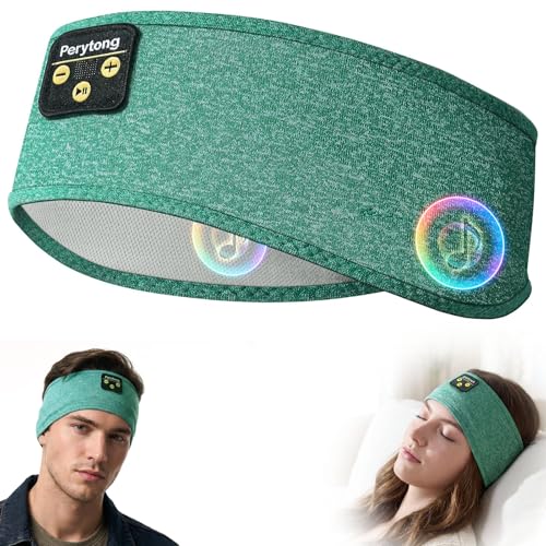 Perytong Sleep Headphones Wireless, Bluetooth Sports Headband Headphones with Ultra-Thin HD Stereo Speakers Perfect for Sleeping,Workout,Jogging,Yoga,Insomnia, Air Travel, Meditation (Green) - color: Green