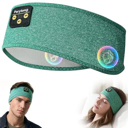 Perytong Sleep Headphones Wireless, Bluetooth Sports Headband Headphones with Ultra-Thin HD Stereo Speakers Perfect for Sleeping,Workout,Jogging,Yoga,Insomnia, Air Travel, Meditation (Green) - color: Green