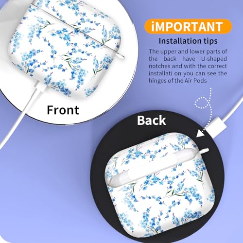 Cute Case Cover Compatible with AirPods 4th Generation 2024, Shockproof for Women & Girls with Cute Golden Round Buckle – Protective, Anti-Drop Design(Boho Blue Flower) - color: BOHO Blue Flower