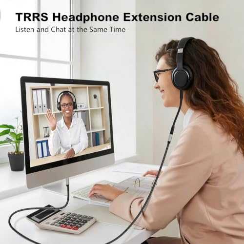 Audio Mic Extension Cable 30Ft,3.5mm Aux Headphone Extender 4-Pole Jack Plug Extension Lead Stereo Male to Female Braided Cord for Headset,TV,Laptop,Phone,Switch Lite,Car,PS4,Xbox and more(30Ft/10M) - size: 30 ft