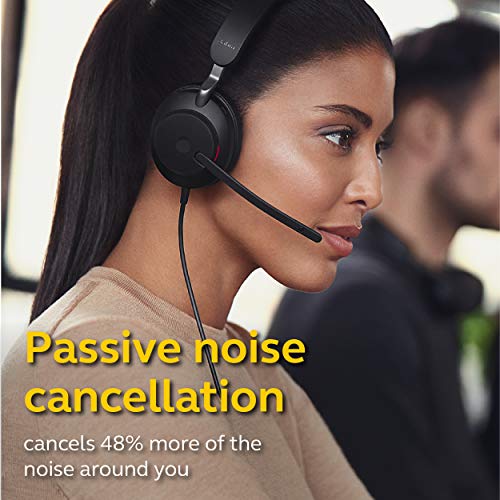 Jabra Evolve2 40 MS Wired Headphones, USB-C, Stereo, Black – Telework Headset for Calls and Music, Enhanced All-Day Comfort, Passive Noise Cancelling Headphones, MS-Optimized with USB-C Connection | Telework Headset, Enhanced All-Day Comfort, Passive Nois
