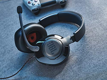 JBL Quantum 200 - Wired over-ear gaming headset with Voice focus directional flip-up mic and memory foam ear cushions (Black) - size: Large