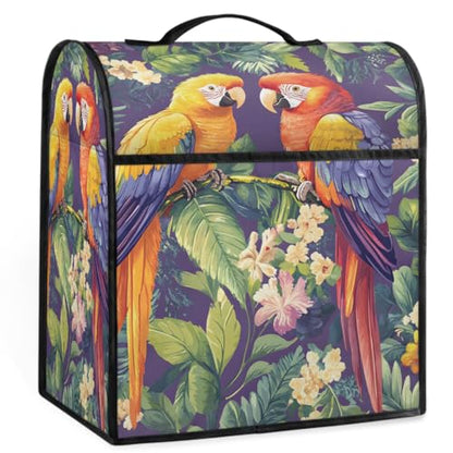 Tropical Tree Flower Parrot Kitchen Aid Mixer Cover - 6-8 Quarts Compatible Stand Mixer Dust Cover - Zipper Pocket Organizer Bag - color: Bird