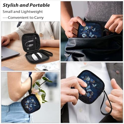 Portable Wireless Headphone Case, Butterfly Flower Earphone Storage Bag Carrying Case, Earbud Holder with Handle Headphone Bag Travel - color: Butterfly And Flower