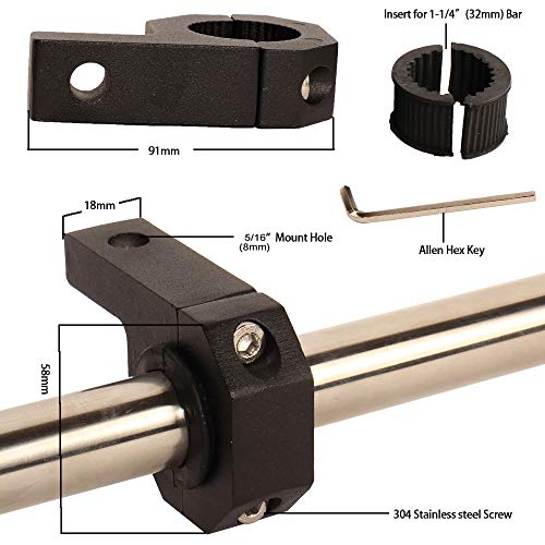 1.25 inch Light Bar Clamps Mounting Bracket,1-1/4 Tube Clamp Roof Roll Cage Holder for Work HID LED Light Bar (Pack of 2) - size: 1.25"