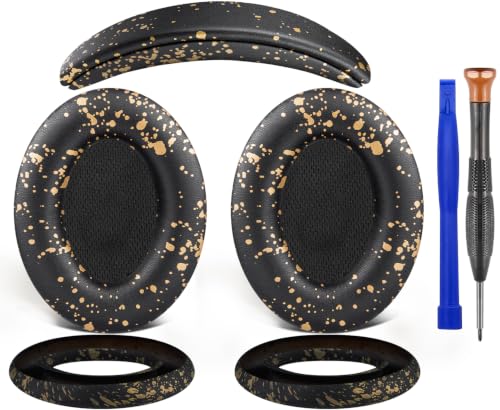 SOULWIT Replacement Kit for Bose QC15/QC2 QuietComfort Headphones, Ear Pads Cushions + Headband + Silicone Earpads Cover Protector - Black Gold - color: Black Gold