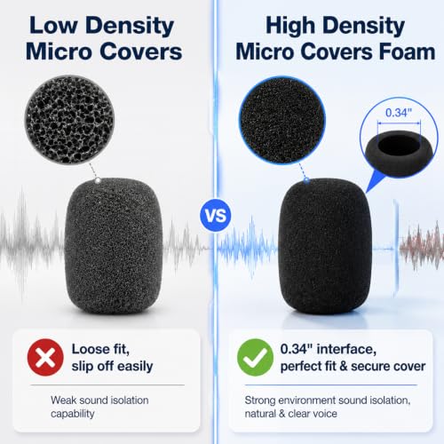 16Pcs Microphone Covers, Black Noise-Prevent Microphones Windscreen