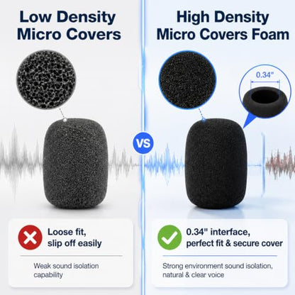 16Pcs Microphone Covers, Black Noise-Prevent Microphones Windscreen