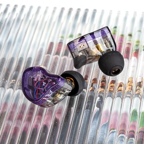 CCZ 멜로디 인이어 모니터 헤드폰, hifi 1DD 1BA 드라이버 iem 이어폰, 선명하고 깨끗한 사운드의 유선 이어버드, 가수 뮤지션 드러머 스튜디오용 3.5mm 유선 이어버드 (퍼플, 마이크 없음) - color: 퍼플., size: 마이크 없음, style: 마이크 없음
