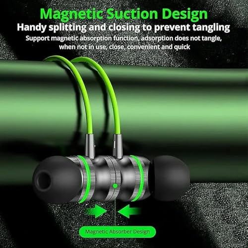 Wired Earbuds with Microphone,3.5mm Magnetic in-Ear Headphones with Volume Control and Noise Cancelling,Compatible with Phone,Tablet, Laptop(Green) - color: Green