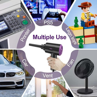 Air Duster - Compressed Air - 5.74 oz High Power Cleaning for Computer - PC - 2 Gear Air Blower (Black Purple) - color: Black Purple