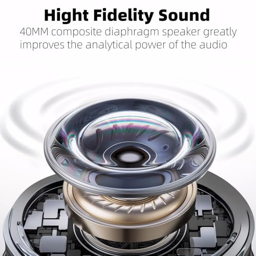 GU-DI Active Noise Cancelling Wireless Bluetooth Over Ear Headphones | Hi-Res Audio, Deep Bass, with mic, Foldable Lightweight, Travel Home Office Gym Cellphone PC