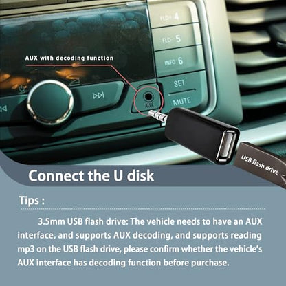 2 Pack AUX to USB A Adapter Audio Cable, USB Female to 3.5mm Male Converter Jack Plug for U-Disk to Connect Car CD Player Play MP3 Music Auxiliary Port Only