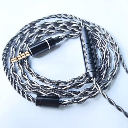 HiFi Earphone Audio Upgrade Cable,8N Silver Plated Headphone Cords,1.3m in Ear Monitor IEM Cord Compatible with KZ ZS10 AS10 AS16 for Audiophile Musician 3.5mm w/mic(0.78mm 2Pin 4.2ft) - size: 3.5mm Plug w/mic