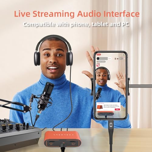 192kHz/24bit Audio Interface, Portable USB and iPhone Guitar Interface - color: Orange