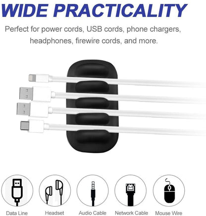 Cable Clip Holder Weighted Desktop Cord Management Fixture (Black)