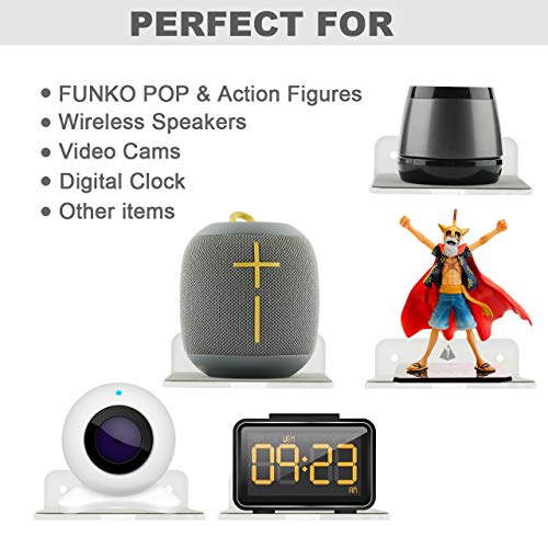 Wall Mount for Speakers, Webcam, Phones - Acrylic Floating Shelf (Silky White & Transparent) - color: Silky White & Transparent