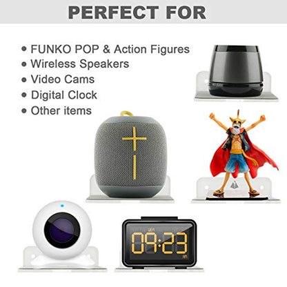Wall Shelf Speaker Mount, Small Wall Shelf for Speaker, Webcam, Cell Phones, Acrylic Floating Shelf (White) - color: White