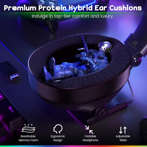 WESEARY Wireless Gaming Headset for Ps5, PC, Switch, 3D Stereo Sound-50Hr