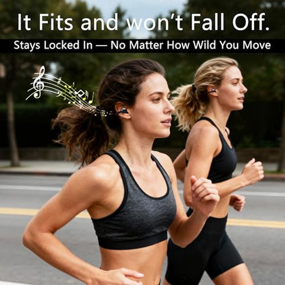 Clip On Earbuds Bluetooth 5.4, Open Ear Wireless Headphones with ENC Mic, 40H Playtime Ear Clip Earbuds, Lightweight Comfortable Fit with Touch Control for Sport