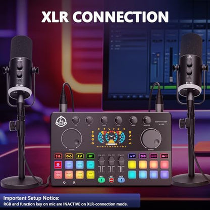 M100 2‑Person Podcast Equipment Bundle,XLR/USB Dynamic Mics & Audio Mixer - color: Two dynamic mics bundle