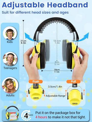 Dr.meter Noise Cancelling Headphones for Kids, Toddler Ear Protection Muffs | Kids Ear Protection Earmuffs For Concerts, Fireworks And Monster Truck Shows; Helps Reduce Noise In Loud Settings - color: Yellow