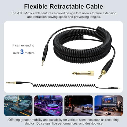 Zosvoses ATH M50x Replacement Cable Compatible with Audio Technica ATH-M50x, ATH-M40x, ATH-M60x, ATH-M70x Headphones, 5-10ft