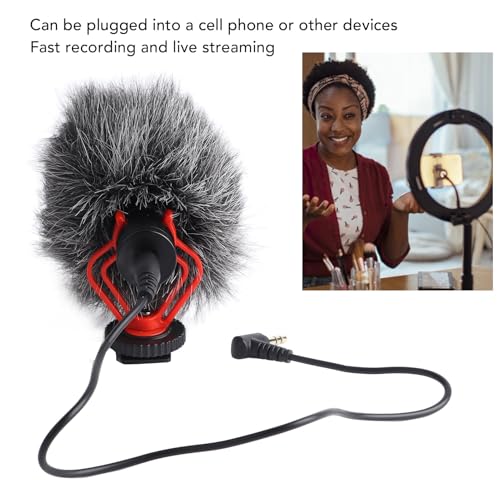 Lightweight and Sturdy Design Directional Microphone for Camera, Micro Plug and Play for Video Production, ABS/Compact