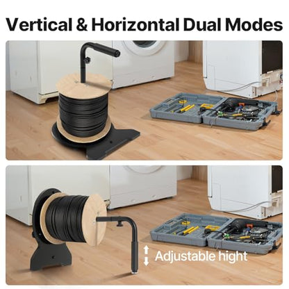 Rotating Aluminum Cable Caddy for Wire & Cable Reels,Supports up to 220 lbs | Heavy-Duty Aluminum Cable Caddy With Dual Ball Bearing Rotation, Supports Vertical And Horizontal Use, Quick Install