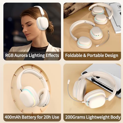 IHAO Luxury Wireless Over-Ear Bluetooth Headset with Active Noise Cancellation Detachable Extent Gaming Mic Foldable Rotatable Design Lightweight-SY-T3 Headset Black - color: SY-T3 Headset Black