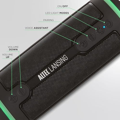 Altec Lansing HydraMOTION 2.0 Wireless Bluetooth Speaker, 16H Battery, RGB Lights, USB-C Quick Charge, IP67 Rated Waterproof Bluetooth, Mountable Speaker, Voice Assistant - color: Cool Gray/Navy Blue