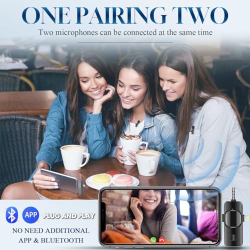 3 in 1 Wireless Lavalier Microphone for iPhone, iPad, Android, Camera,12-Hour Battery, mini Noise Reduction Recording Mic 2.4G Ultra-Low Delay, Microphone for Vlog/ TikTok/YouTube Live Stream( 3 Mic) - size: 3 MIC