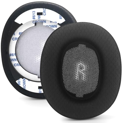 E55BT Mesh Fabric Ear Pads Replacement Ear Cushions Compatible with JBL E55BT E55 bt Over-Ear Wireless Headphones Breathable Fabric Noise Isolation Memory Foam Earpads Added Thicknes Earmuffs (Black)