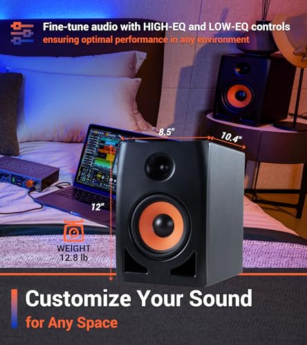 ESI nEar i7 6.5" Studio Reference Monitor, 2-Way Active Powered Speaker, Ideal for Near-Field Music Production, Studio Monitoring and Desktop Computers, Studio-Quality Sound, Sold Individually（Single） - size: nEar i7 (Single 6.5" Speaker)