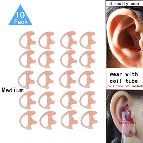 Lsgoodcare 10 Pairs Medium Pink Soft Silicone Earmold, Left Right Open Ear Insert, Acoustic Coil Tube Replacement Earbud Compatible with Motorola Kenwood 2 Way Radio Walkie Talkie - color: Pink, size: medium