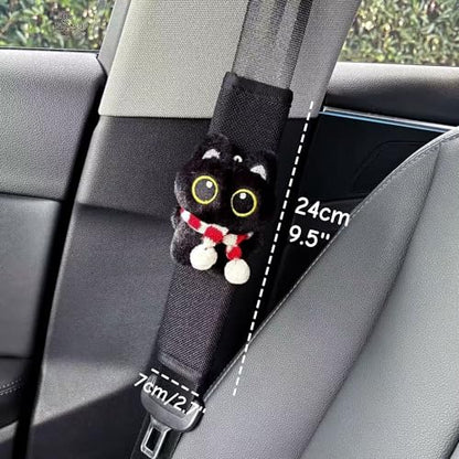 2 PCS Seat Belt Cover Pad, Cute Kawaii Animal Cat Soft Seatbelt Covers for Women, Seatbelt Cushion, Black Car Seat Strap Pads for Summer Spring (Red) - color: Red
