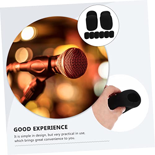 10pcs Black Sponge Microphone Covers Washable Windproof Mic Set