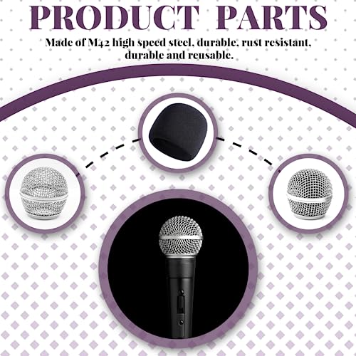 SM58 Microphone Head Replacement, Standard Size, 4 Pack | Grille Mic Replacement, With Foam