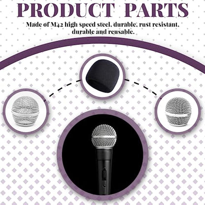 SM58 Microphone Head Replacement, Standard Size, 4 Pack | Grille Mic Replacement, With Foam