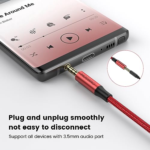MOSWAG 6.6FT 3.5mm Male to Female Extension Cable with Microphone Stereo - color: Red, size: 6.6 ft