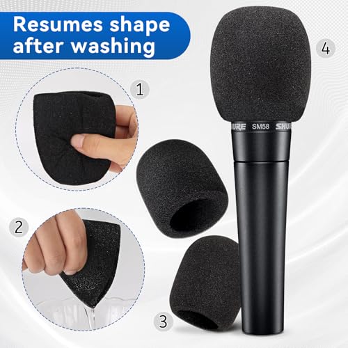 Microphone Cover, 6 Pcs Microphone Windscreen, Foam Mic Cover Suitable for SM58, E835 and Most Standard Handheld Mic