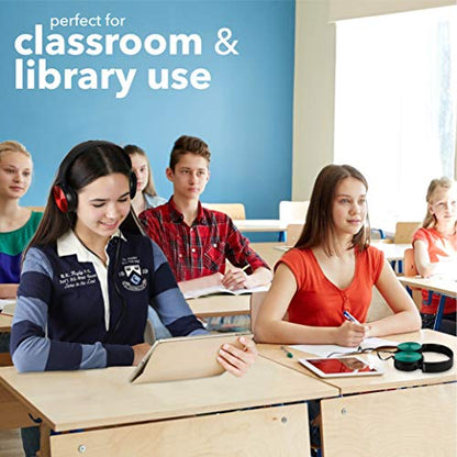 Sonitum Classroom Headphones-Bulk 25-Pack, Student On Ear Comfy Swivel Earphones for Library, School, Airplane, Kids-for Online Learning and Travel, HQ Stereo Sound 3.5mm Jack (Black Set) - color: 25-Pack Black