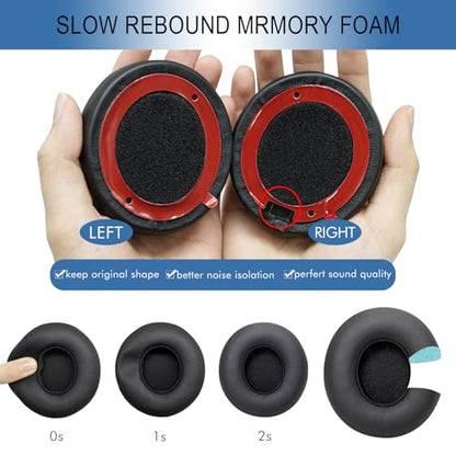 GEVO Ear Pads Replacement for Beats Solo 4 Wireless On-Ear Headphones, Earpads Ear Cushions for Solo 4 with Soft Protein Leather, Stronger Adhesive Backing (Black) - color: Black