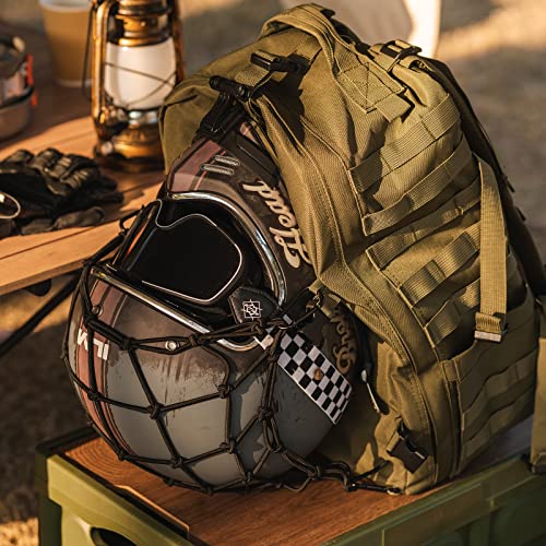 ILM Motorcycle Helmet Backpack 30L Large Capacity Waterproof Helmet Holder, Tactical Backpack for Men Women Riding Hiking Model BP01(Yellow Brown)