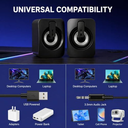 Computer Speakers for Desktop,Portable PC Monitor Speaker,Mini Speakers