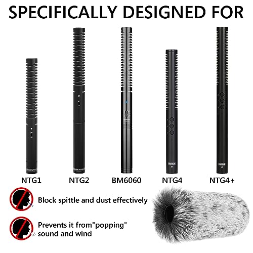 Geekria for Creators Furry Windscreen for 0.8'' (20mm) Diameter Shotgun Microphone, Mic DeadCat Wind Cover Muff, Fluff Cover Windshield Compatible with BOYA, Rode (14cm / 2 Pack)