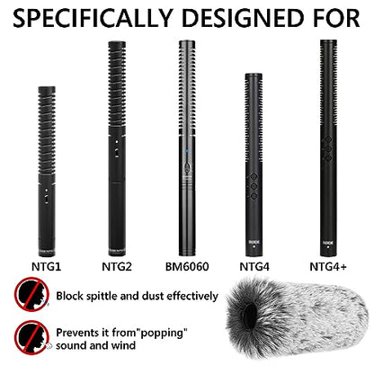Geekria for Creators Furry Windscreen for 0.8'' (20mm) Diameter Shotgun Microphone, Mic DeadCat Wind Cover Muff, Fluff Cover Windshield Compatible with BOYA, Rode (14cm / 2 Pack)