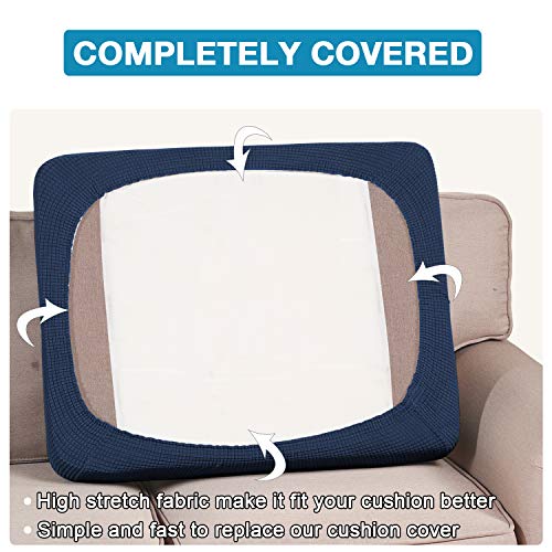 Flamingo P Super Stretch Couch Cushion Cover 1 Pack Individual Seat Slipcover with Elastic Bottom, Machine Washable Furniture Protector (1 Seat Cushion Cover, Navy) - color: Navy, size: 1 Seat Cushion Cover